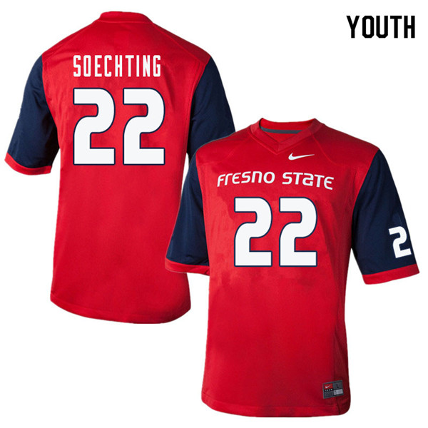 Youth #22 Trent Soechting Fresno State Bulldogs College Football Jerseys Sale-Red